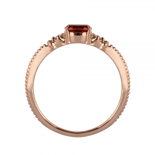 ガーネット/ダイヤモンド K18リング(オーバル/ミル打ち/1月誕生石)《WRGN2109》