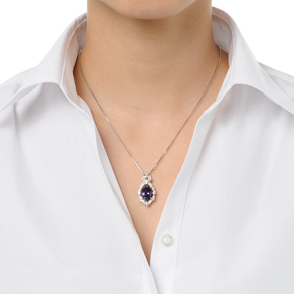 アレキサンドライト/ダイヤモンド プラチナネックレス(クレサンベール/35周年/6月誕生石)《BPDA6931》