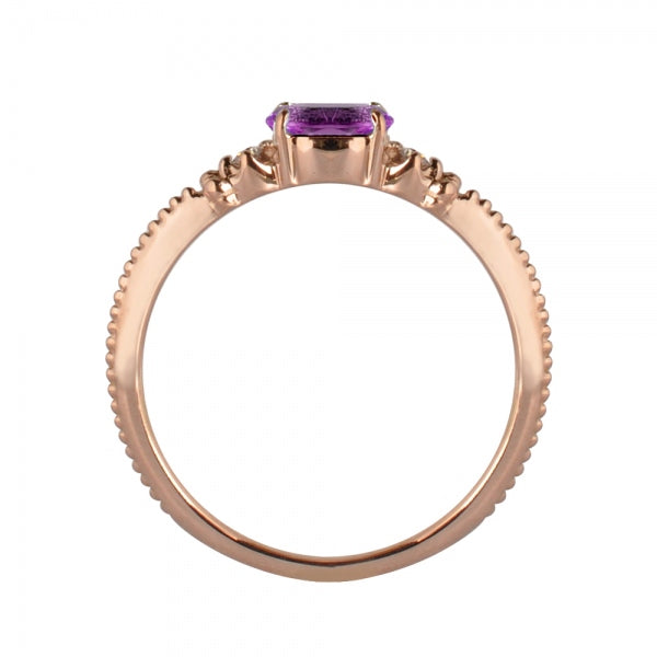 アメシスト/ダイヤモンド K18リング(オーバル/ミル打ち/2月誕生石)《WRGN2112》