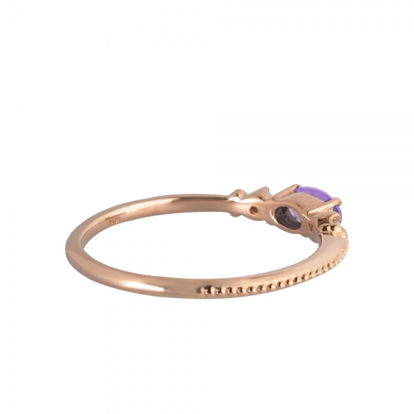 アメシスト/ダイヤモンド K18リング(オーバル/ミル打ち/2月誕生石)《WRGN2112》