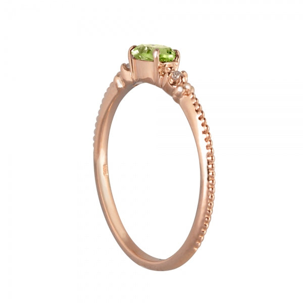 ペリドット/ダイヤモンド K18リング(オーバル/ミル打ち/8月誕生石)《WRGN2113》