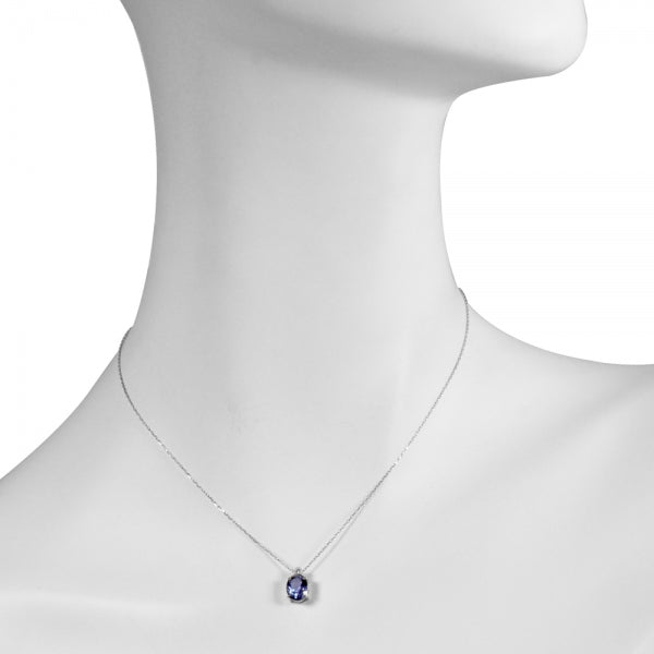タンザナイト/ダイヤモンド プラチナネックレス(オーバル/ミル打ち/12月誕生石)《WPDN3492》