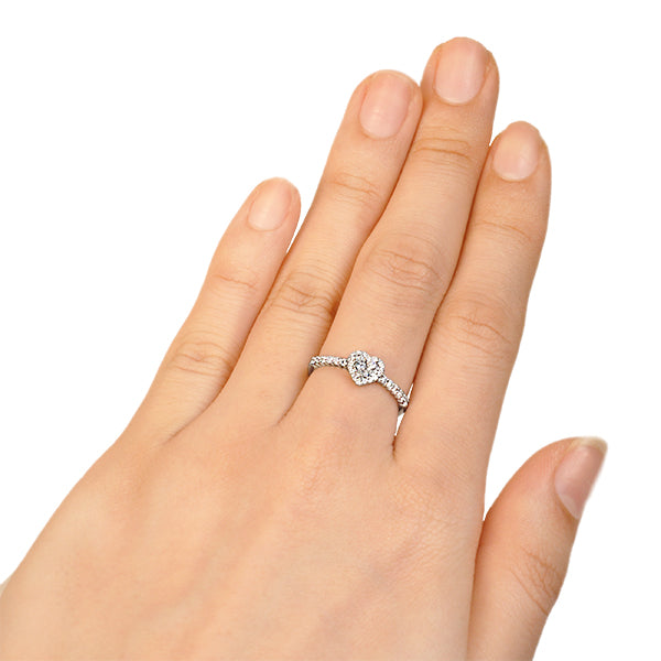 ダイヤモンド プラチナリング(0.2カラット/FカラーUP/SI1UP/ハート/一粒/取り巻き/4月誕生石)《WRGD3170》