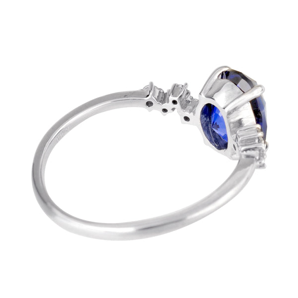 ブルーサファイア/ダイヤモンド K18リング(クレサンベール/オーバル/9月誕生石)《WRGS3138》