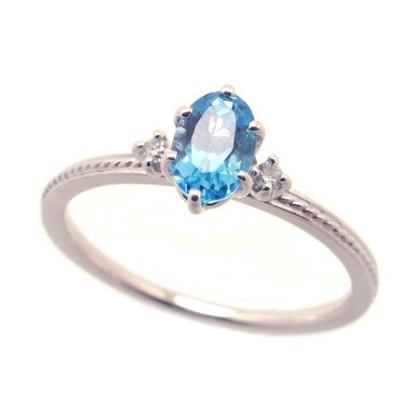 ブルートパーズ/ダイヤモンド K18リング(オーバル/11月誕生石)《WRGN2116》