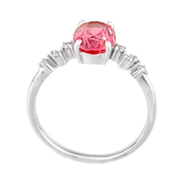 パパラチアサファイア/ダイヤモンド K18リング(クレサンベール/オーバル/9月誕生石)《WRGP3138》