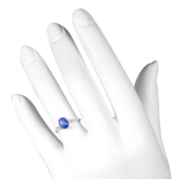 スターサファイア/ダイヤモンド K18リング(クレサンベール/カボションカット/9月誕生石)《WRGF3138》