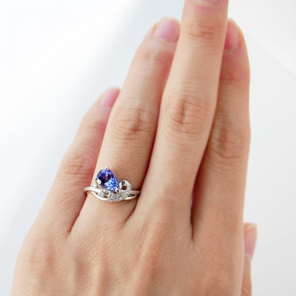 タンザナイト/ダイヤモンド PTリング(ペアシェイプ/12月誕生石)《WRGN3344》