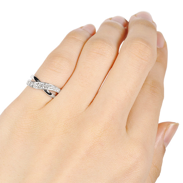 ダイヤモンド プラチナリング(計0.3カラット/ピンキーリング/クロスモチーフ/4月誕生石)《B03D3144》