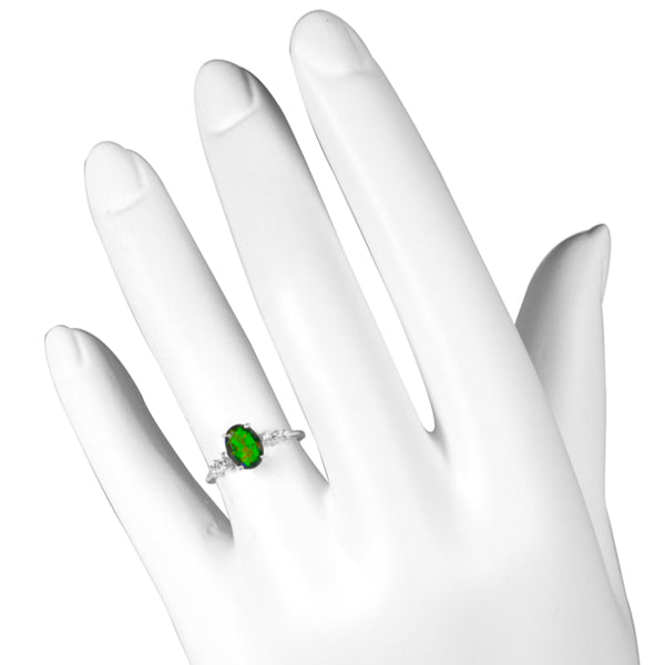 ブラックオパール/ダイヤモンド K18リング(クレサンベール/オーバル/10月誕生石)《WRGB3138》