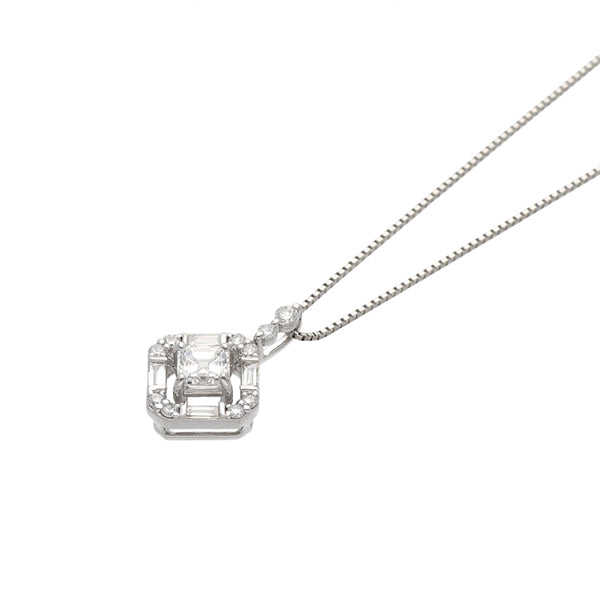 ダイヤモンド PTネックレス(0.5カラット/Dカラー/VVS1/エメラルドカット/一粒/4月誕生石/GIAグレーディングレポート付き)《JPDD1537》