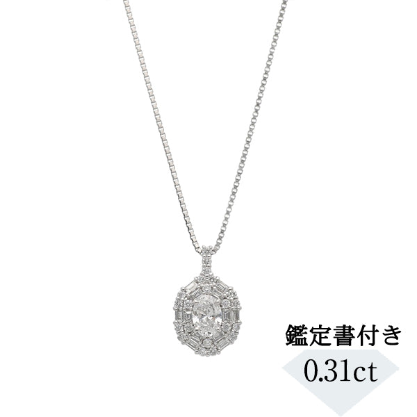 ダイヤモンド PTネックレス(0.3カラット/Dカラー/VVS1/オーバル/一粒/4月誕生石/GIAグレーディングレポート付き)