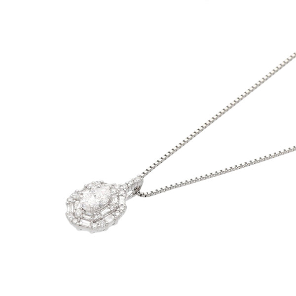 ダイヤモンド PTネックレス(0.3カラット/Dカラー/VVS1/オーバル/一粒/4月誕生石/GIAグレーディングレポート付き)《JPDD1541》