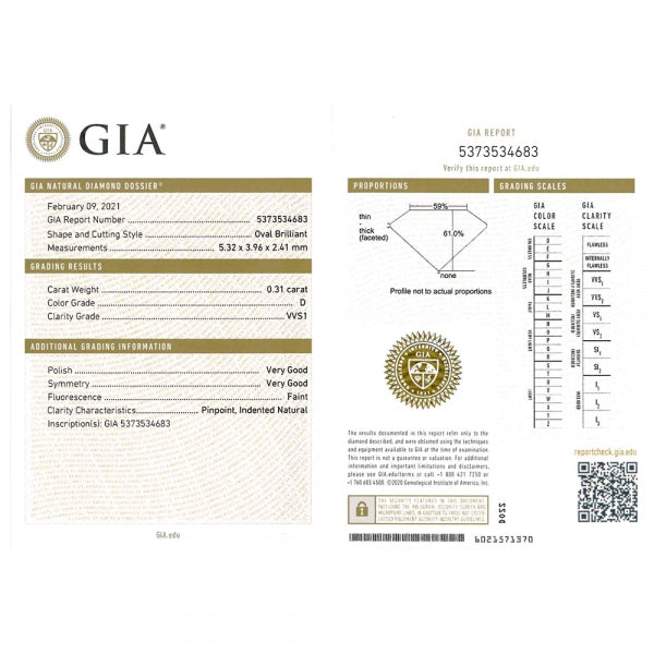 ダイヤモンド K18ネックレス(0.3カラット/Dカラー/VVS1/オーバル/一粒/4月誕生石/GIAグレーディングレポート付き)《JPDD1542》