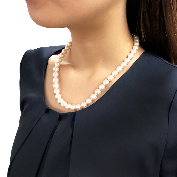 パール シルバー /K14ネックレス/イヤリング(花珠/アコヤ真珠/8.5mm~9.0mm/2点セット/6月誕生石/花珠鑑別鑑定書付き)《JNKQ1196》