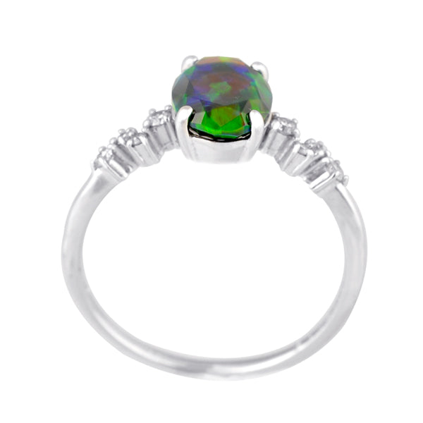 ブラックオパール/ダイヤモンド K18リング(クレサンベール/オーバル/10月誕生石)《WRGB3138》