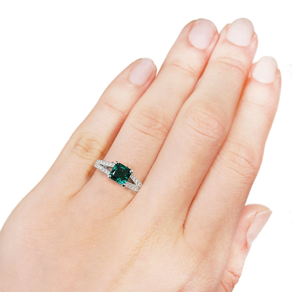 アレキサンドライト/ダイヤモンド プラチナリング(クレサンベール/プリンセスエメラルド/6月誕生石)《BRGA7650》