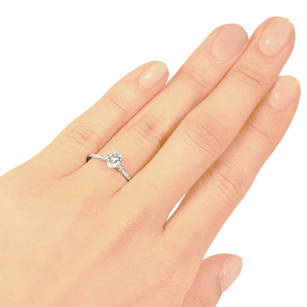 アクアマリン/ダイヤモンド K18リング(オーバル/3月誕生石)《WRGN2117》