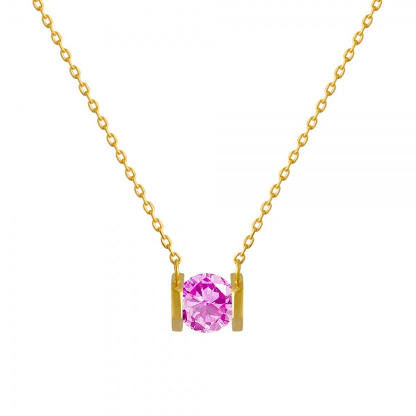ピンクサファイア K18ネックレス(クレサンベール/イニシャル/9月誕生石)《WPDM3433》