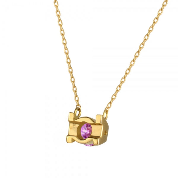 ピンクサファイア K18ネックレス(クレサンベール/イニシャル/9月誕生石)《WPDM3433》