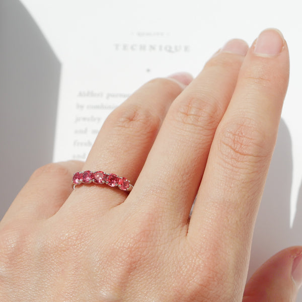 パパラチアサファイア プラチナリング(クレサンベール/ハーフエタニティ/9月誕生石)《WRGP3104》