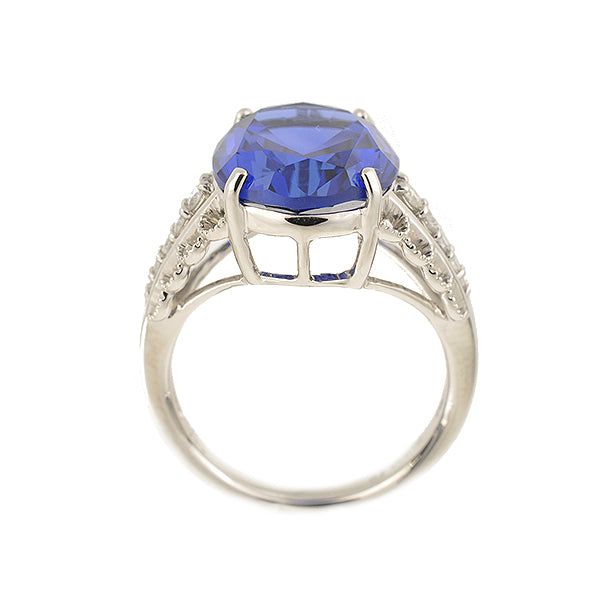 ブルーサファイア/ダイヤモンド プラチナリング(クレサンベール/オーバル/ミル打ち/9月誕生石)《WRGS2694》