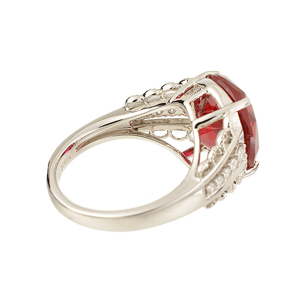 ルビー/ダイヤモンド プラチナリング(クレサンベール/オーバル/ミル打ち/7月誕生石)《WRGR2694》