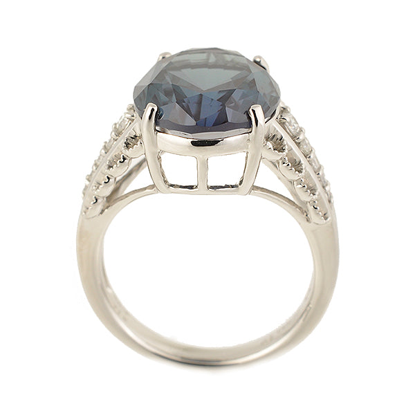 アレキサンドライト/ダイヤモンド プラチナリング(クレサンベール/オーバル/ミル打ち/6月誕生石)《WRGA2694》