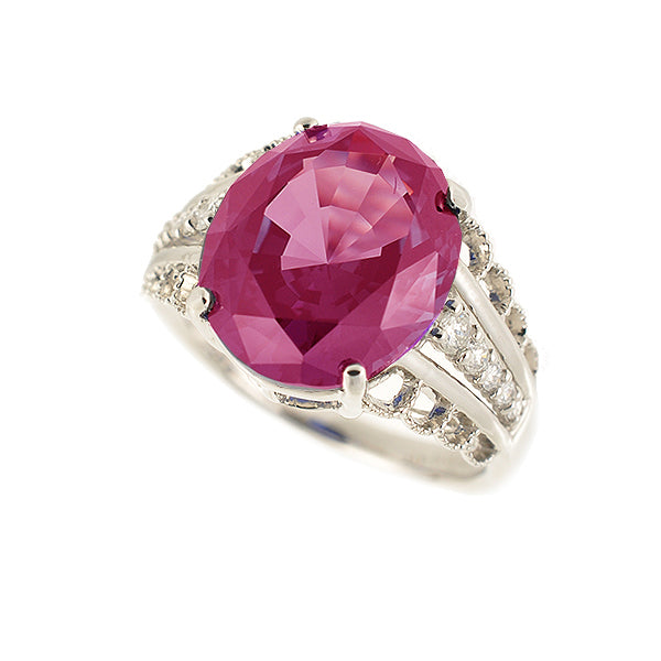 アレキサンドライト/ダイヤモンド プラチナリング(クレサンベール/オーバル/ミル打ち/6月誕生石)《WRGA2694》