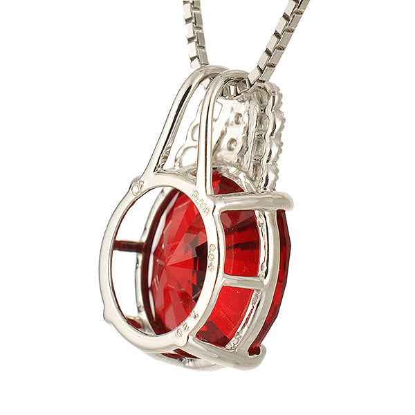 ルビー/ダイヤモンド プラチナネックレス(クレサンベール/オーバル/ミル打ち/7月誕生石)《WPDR2695》