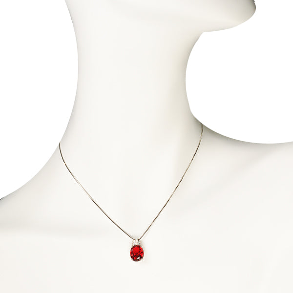 ルビー/ダイヤモンド プラチナネックレス(クレサンベール/オーバル/ミル打ち/7月誕生石)《WPDR2695》