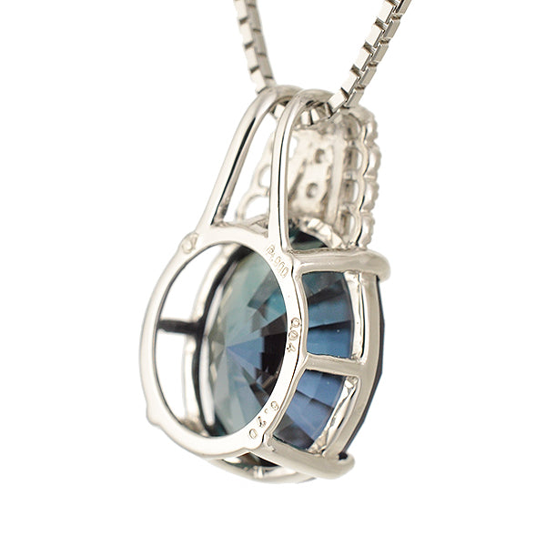 アレキサンドライト/ダイヤモンド プラチナネックレス(クレサンベール/オーバル/ミル打ち/6月誕生石)《WPDA2695》