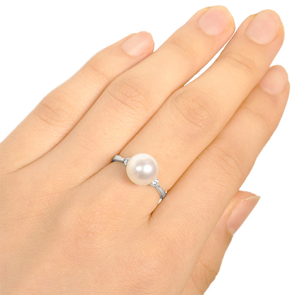 パール/ダイヤモンド プラチナリング(花珠/アコヤ真珠/8.5mmUP/6月誕生石/花珠鑑別鑑定書付き)《JRGQ1012》