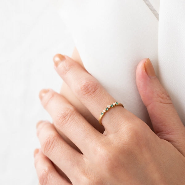 エメラルド/ダイヤモンド K18リング(クレサンベール/マット/5月誕生石)《WRGE4097》