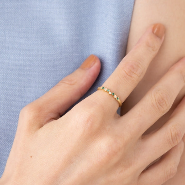 エメラルド/ダイヤモンド K18リング(クレサンベール/マット/5月誕生石)《WRGE4097》