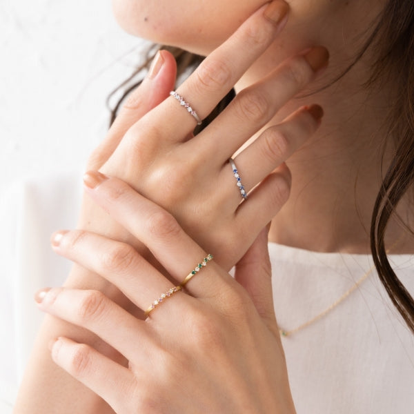 エメラルド/ダイヤモンド K18リング(クレサンベール/マット/5月誕生石)《WRGE4097》