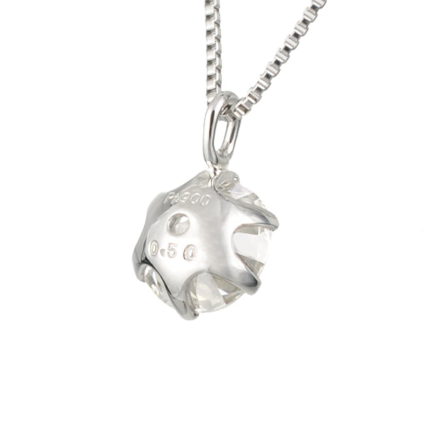 ダイヤモンド プラチナネックレス(0.5カラット/HカラーUP/I1/GoodUP/一粒/4月誕生石/グレーディングレポート付き)《JPDD1229》