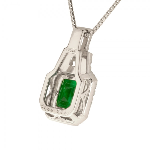 エメラルド/ダイヤモンド プラチナネックレス(クレサンベール/エメラルドカット/5月誕生石)《BPDE2078》
