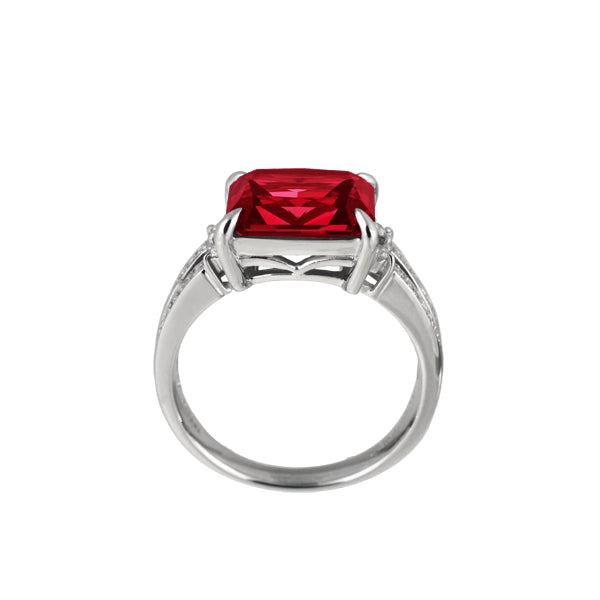 ルビー/ダイヤモンド PTリング(クレサンベール/ラディアントカット/ラグジュアリー/7月誕生石)《BRGR3100》