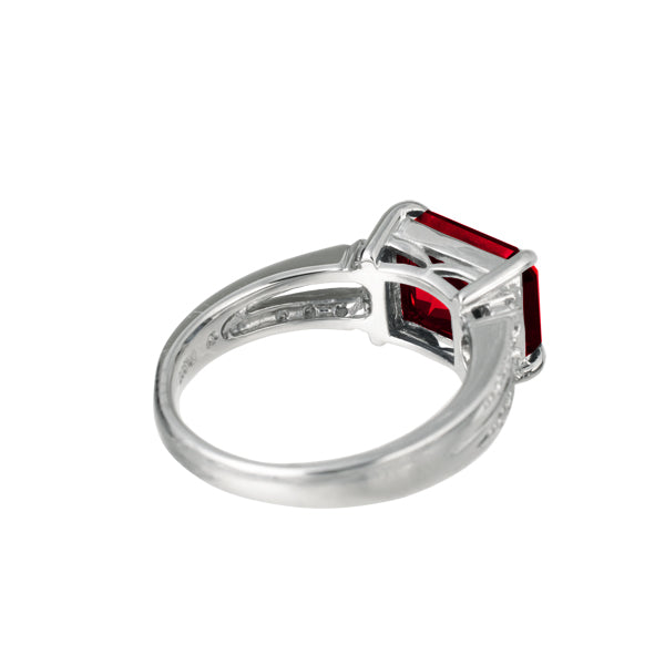 ルビー/ダイヤモンド PTリング(クレサンベール/ラディアントカット/ラグジュアリー/7月誕生石)《BRGR3100》