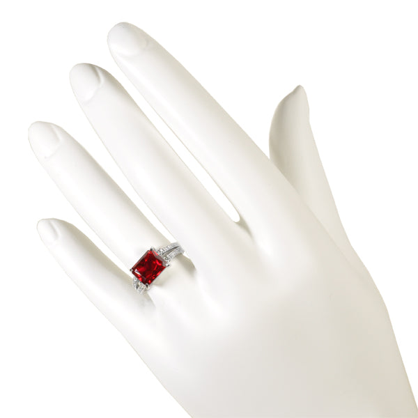 ルビー/ダイヤモンド PTリング(クレサンベール/ラディアントカット/ラグジュアリー/7月誕生石)《BRGR3100》