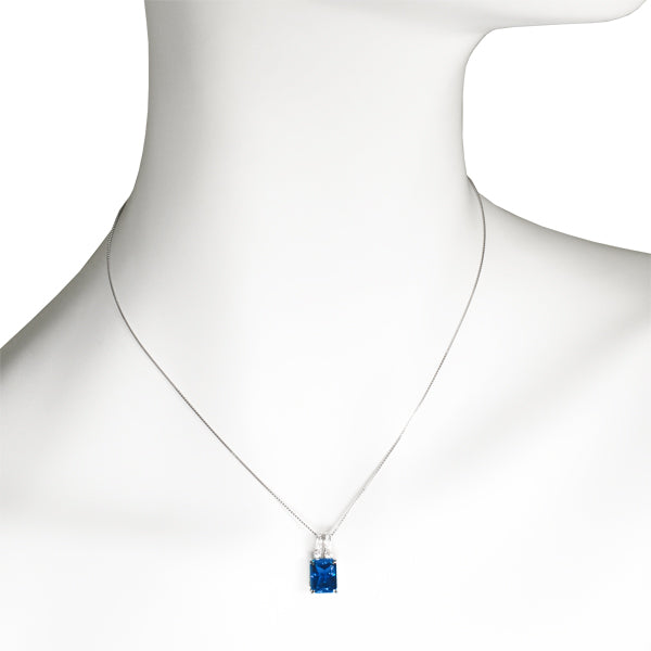 ブルーサファイア/ダイヤモンド プラチナネックレス(クレサンベール/ラディアントカット/ラグジュアリー/9月誕生石)《BPDS3099》