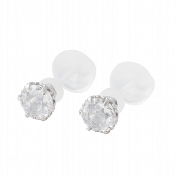 キュービックジルコニア/アクアマリン K10セラミックピアス(Birthday/3月誕生石)《FP6N0003》