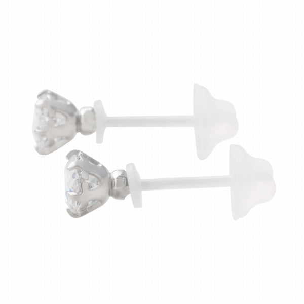 キュービックジルコニア/アクアマリン K10セラミックピアス(Birthday/3月誕生石)《FP6N0003》