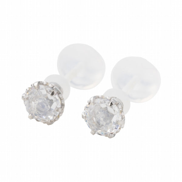 キュービックジルコニア/ムーンストーン K10セラミックピアス(Birthday/6月誕生石)《FP6N0006》