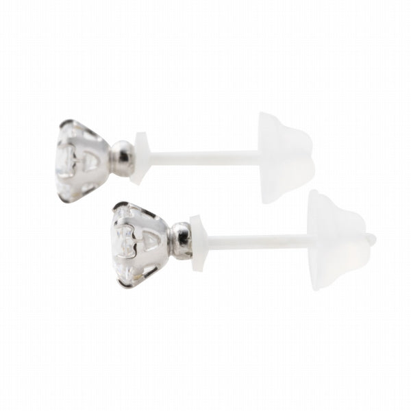 キュービックジルコニア/ムーンストーン K10セラミックピアス(Birthday/6月誕生石)《FP6N0006》