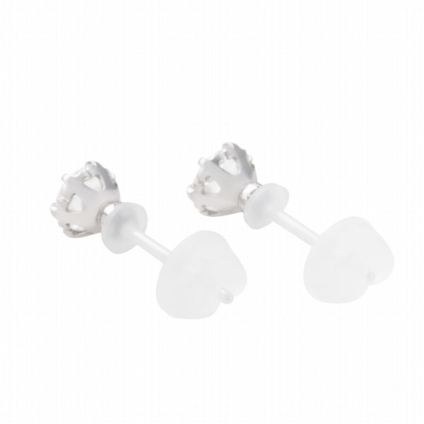 キュービックジルコニア/ムーンストーン K10セラミックピアス(Birthday/6月誕生石)《FP6N0006》