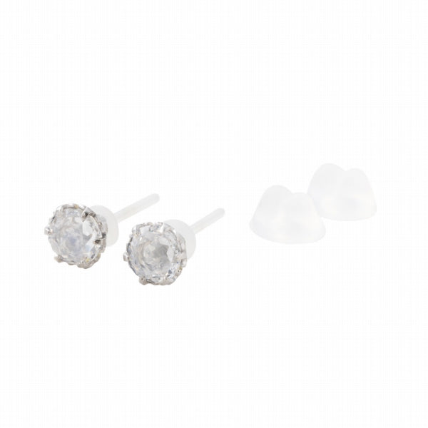 キュービックジルコニア/ムーンストーン K10セラミックピアス(Birthday/6月誕生石)《FP6N0006》