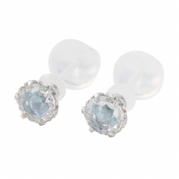 キュービックジルコニア/ブルートパーズ K10セラミックピアス(Birthday/11月誕生石)《FP6N0011》