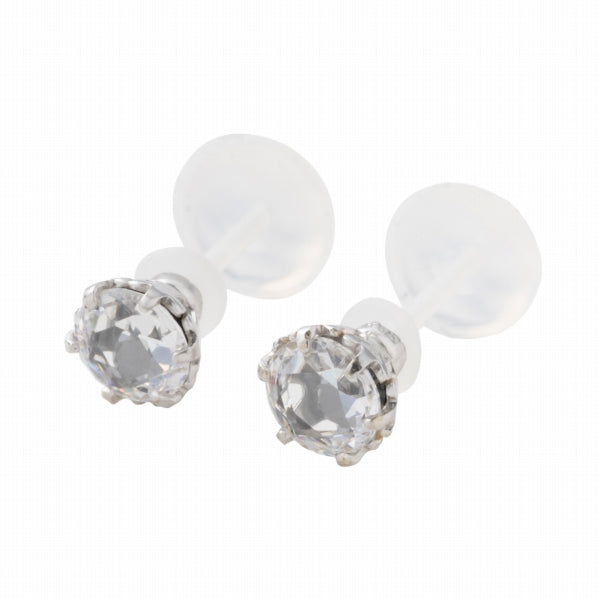 キュービックジルコニア/ブラックダイヤモンド K10セラミックピアス(Birthday/4月誕生石)《FP6D0013》